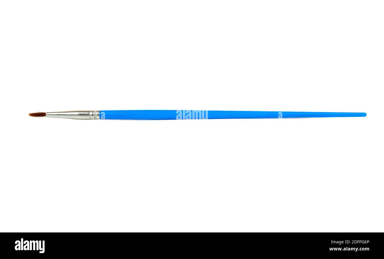 Pennello blu sottile isolato su sfondo bianco Foto Stock