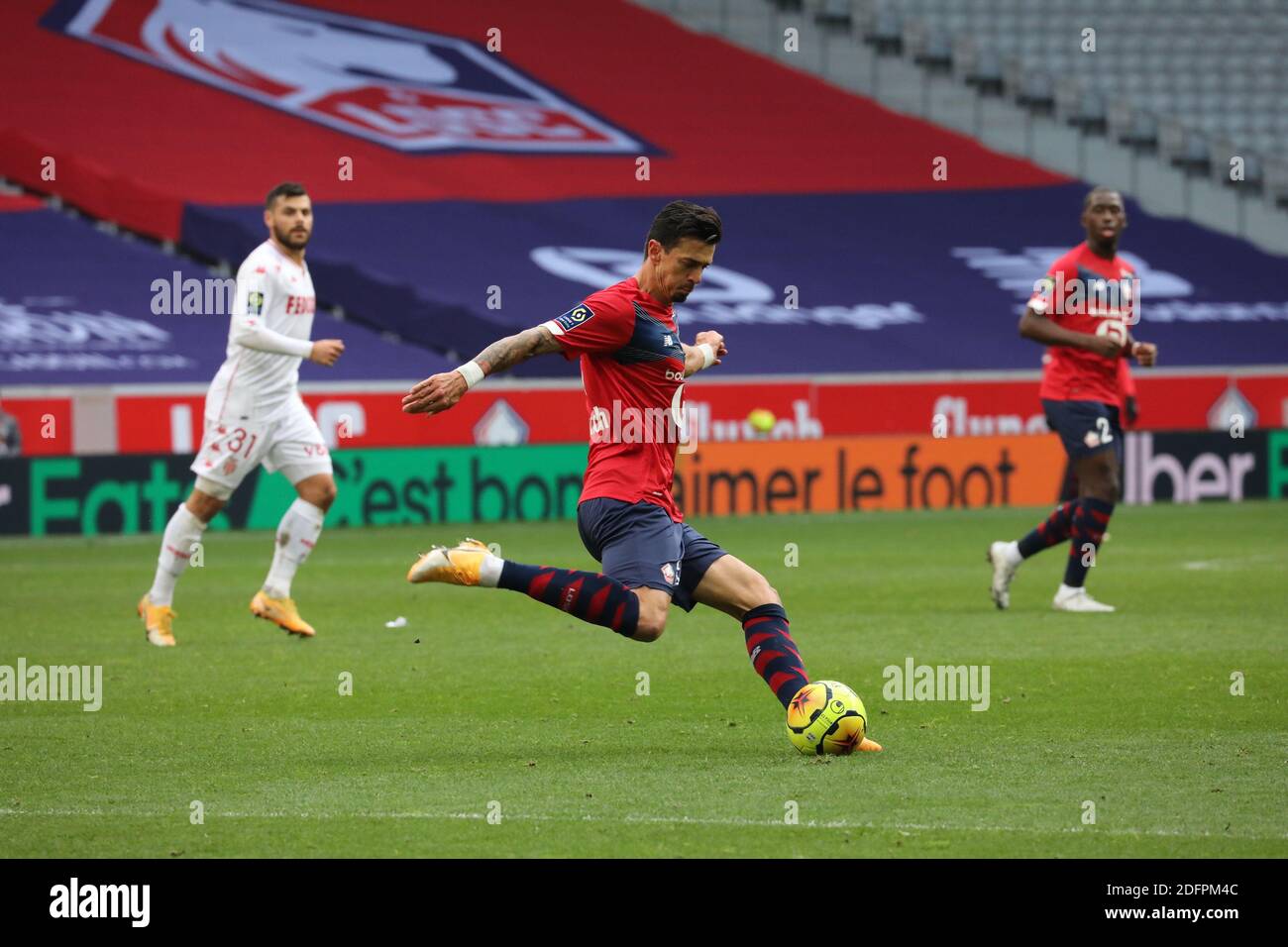 Jose Fonte Captain 6 LOSC durante il campionato francese Ligue 1 partita di calcio tra Lille OSC e COME Monaco il 6 dicembre 2020 allo stadio Pierre Mauroy a Villeneuve-d& 039;Ascq, Francia - Foto Laurent Sanson / LS Medianord / DPPI / LM Foto Stock