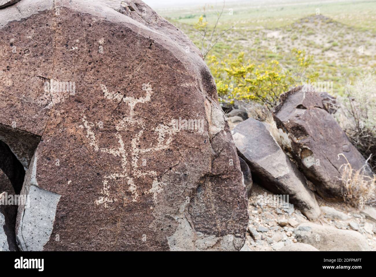 Jornada Mogollon arte rupestre a tre fiumi Petroglyph Sito, Nuovo Messico, STATI UNITI D'AMERICA Foto Stock