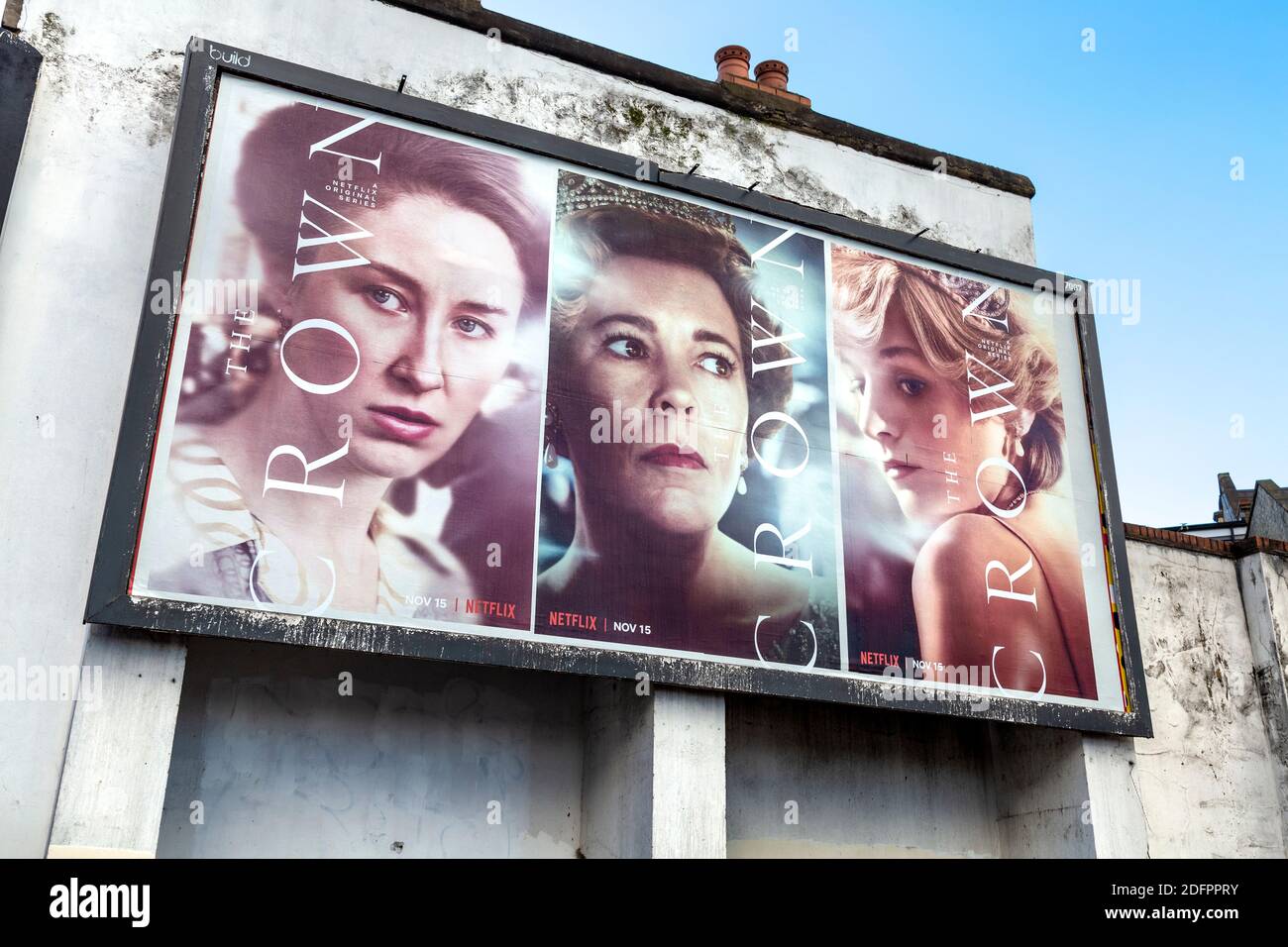 5 dicembre 2020 - Londra, UK - Poster pubblicità popolare Netflic TV show 'la corona' a Hackney Foto Stock