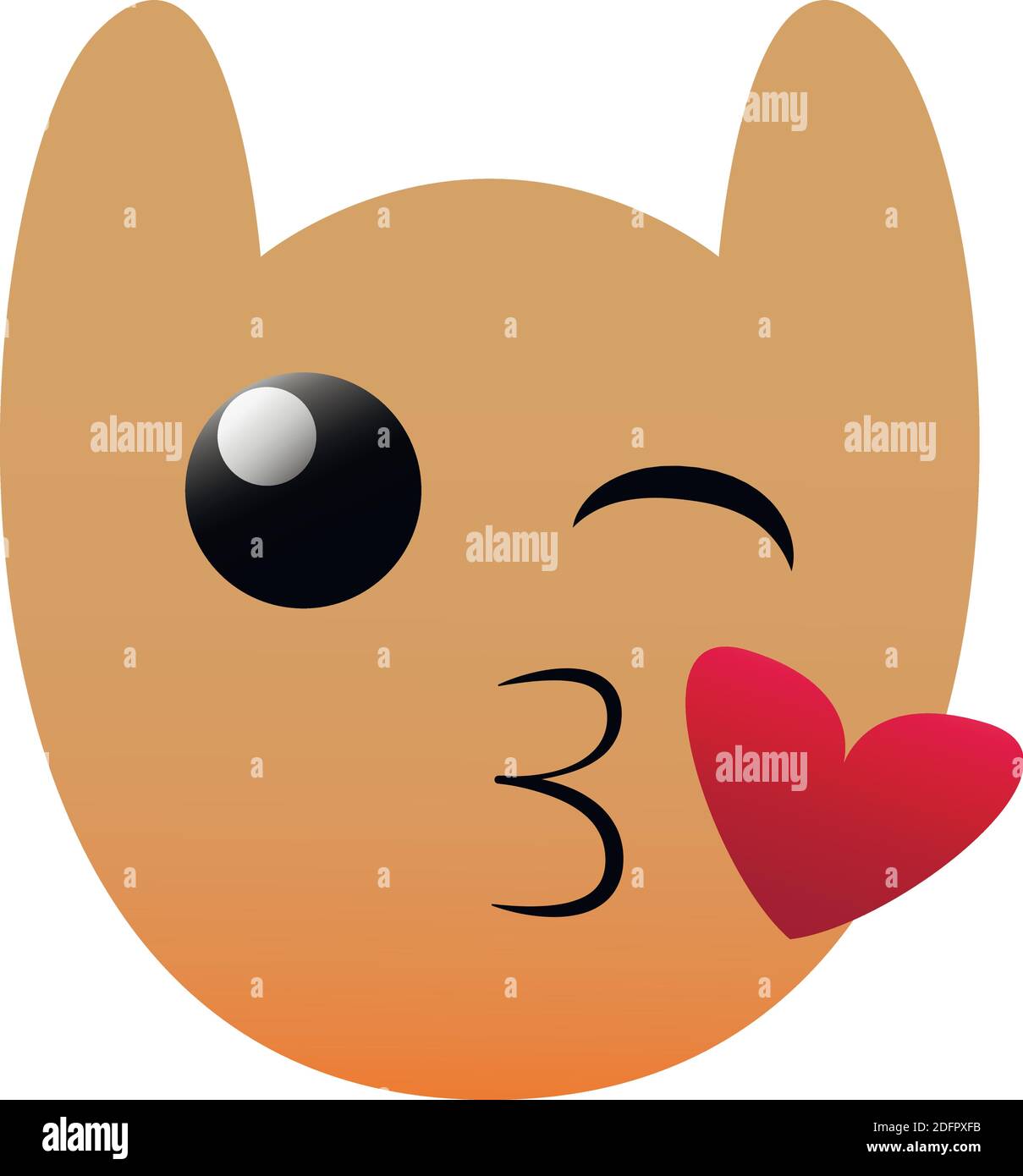 Divertente gufo faccia di un set con grandi occhi. Bacio con cuore Kawaii Emoji. Icone con una bella sfumatura. EPS 10. Illustrazione Vettoriale