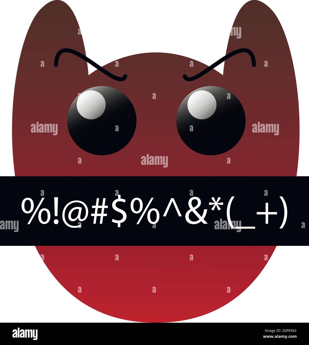 Divertente gufo faccia di un set con grandi occhi. Arrabbiato viso censurato con ghiaioli Kawaii Emoji. Icone con una bella sfumatura. EPS 10. Illustrazione Vettoriale