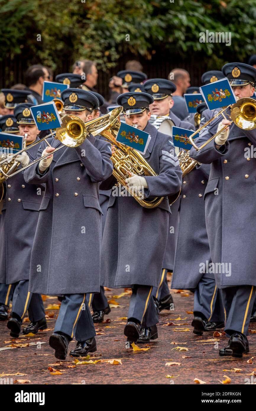 Musicisti della Band of the Royal Air Force, Birdcage Walk, Londra Foto Stock
