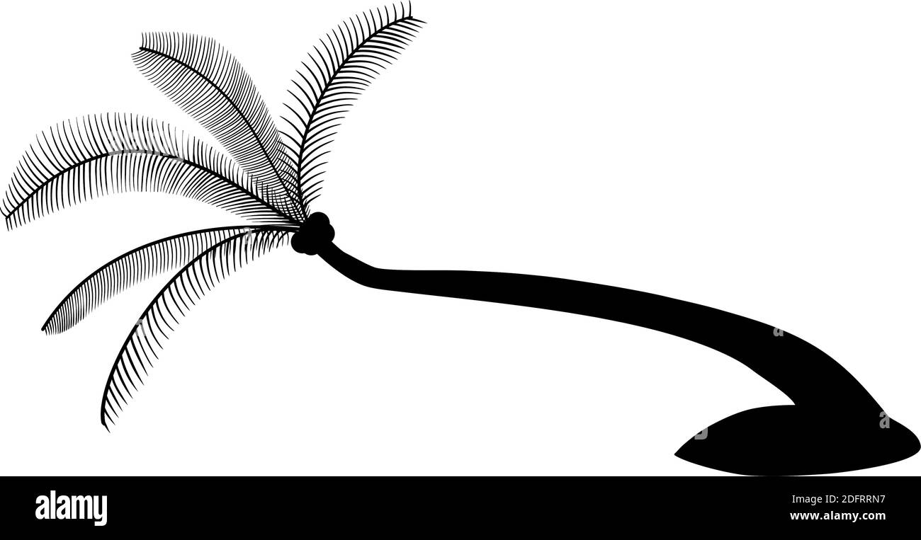 Silhouette realistica di una palma. Palmo orizzontale. Disegno vettoriale. Illustrazione Vettoriale
