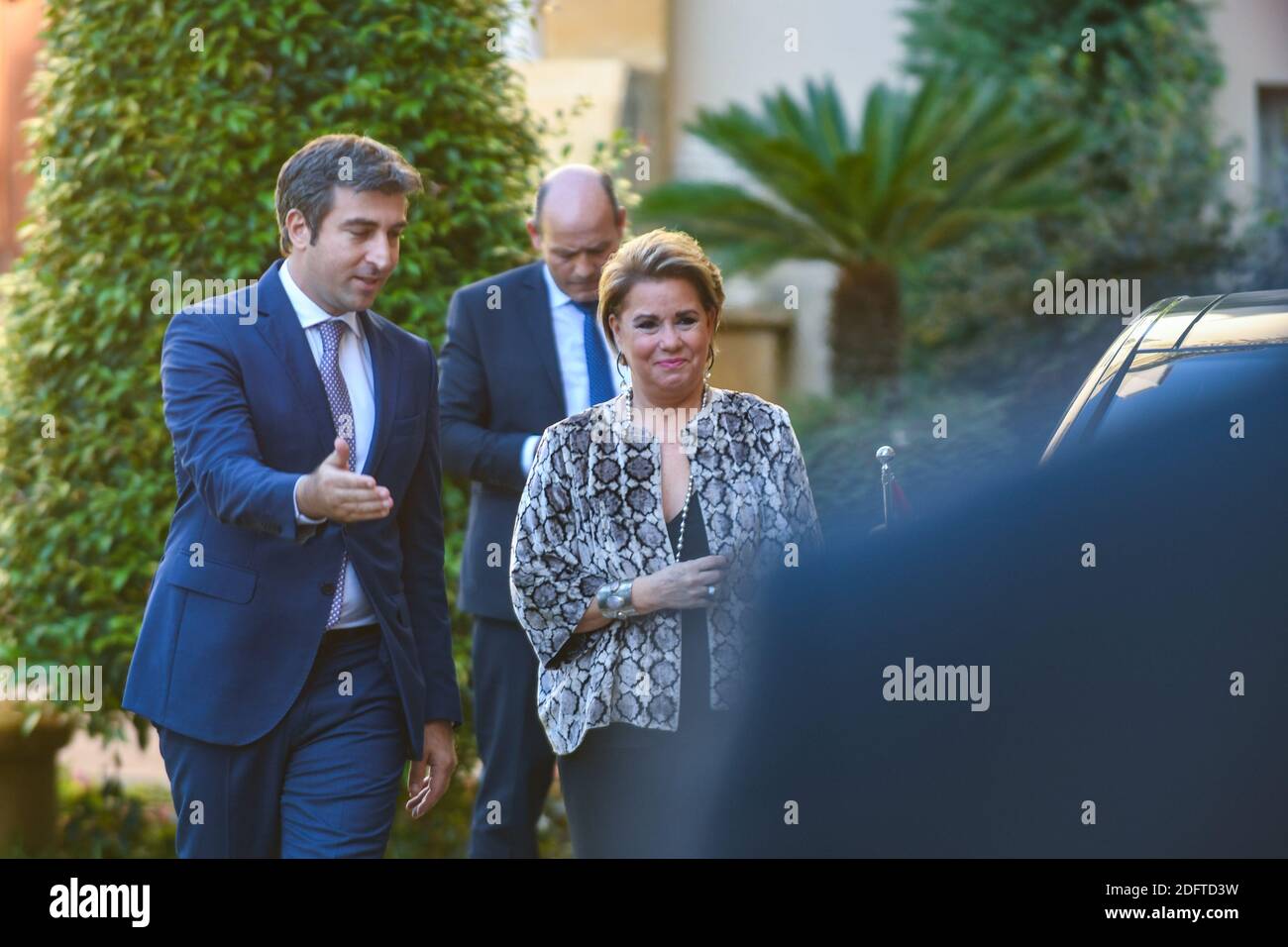 La Granduchesse del Lussemburgo Maria Teresa arriva alla residenza del primo ministro libanese di Beit al Wasat a Beirut, in Libano, il 29 ottobre 2018. Foto di Ammar Abd Rabbo/ABACAPRESS.COM Foto Stock