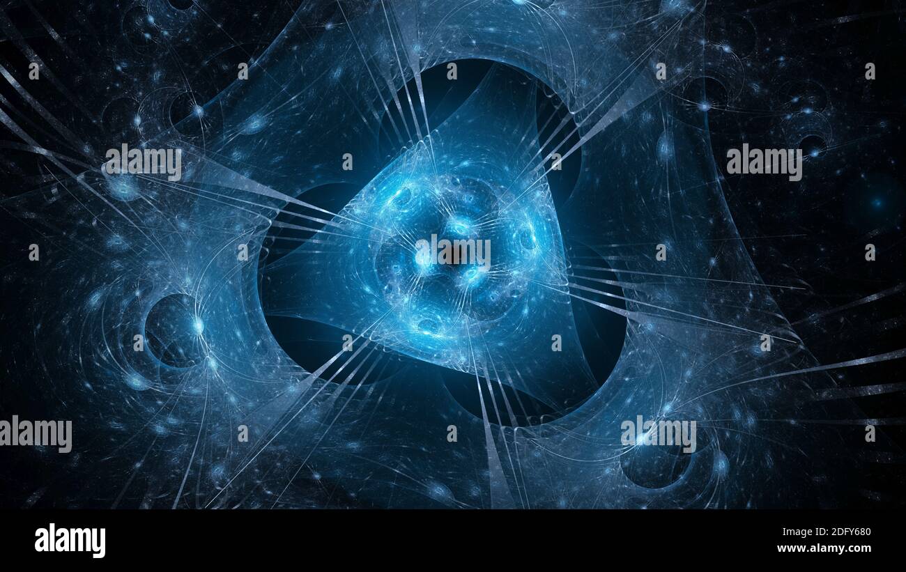 Tecnologia futuristica blu nello spazio, sfondo astratto generato dal computer, rendering 3D Foto Stock