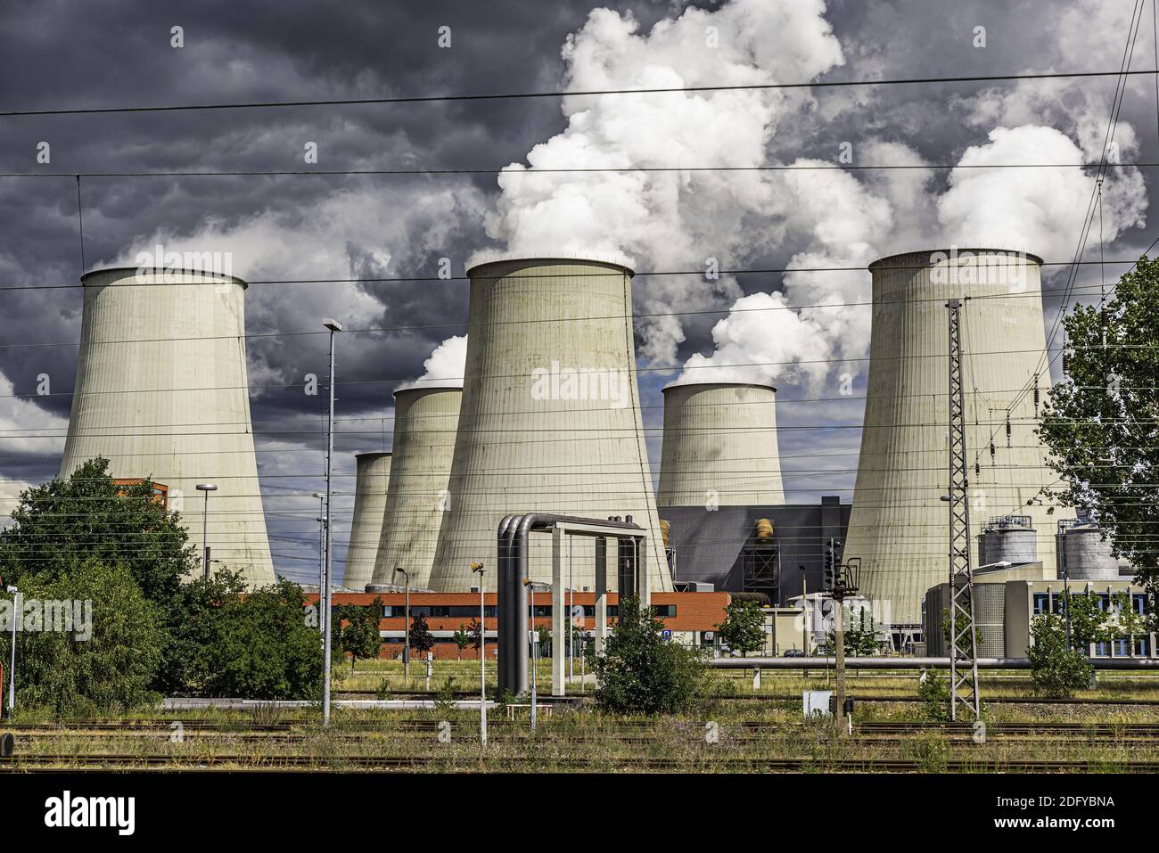 Centrale elettrica di lignite Jaenschwalde vicino al confine polacco Foto Stock