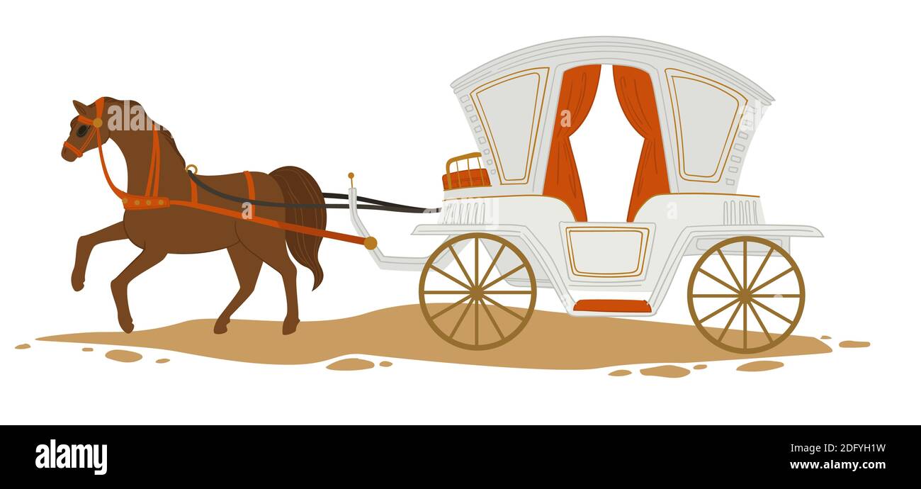 Trasporto di lusso in carrozza d'epoca a cavallo Illustrazione Vettoriale