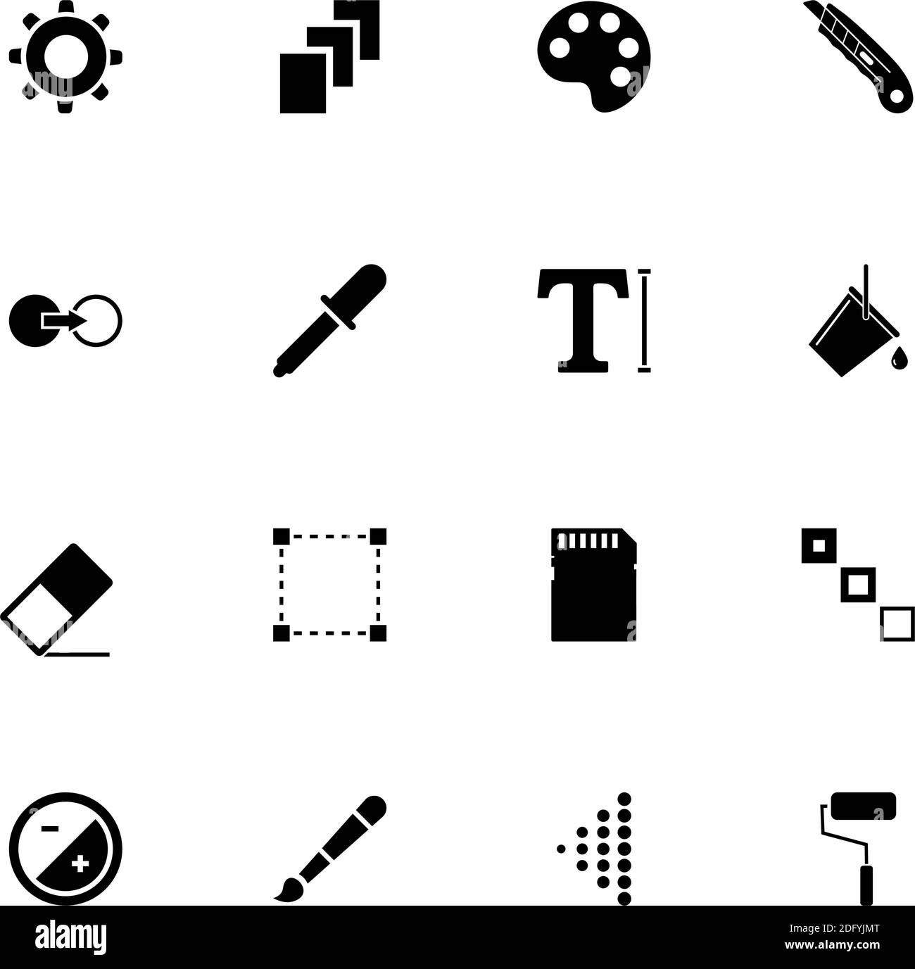 Icona immagine - Espandi a qualsiasi dimensione - Cambia a qualsiasi colore. Perfect Flat Vector contiene icone come tuning, palette, gomma, coltello per cancelleria, scheda sd, Illustrazione Vettoriale