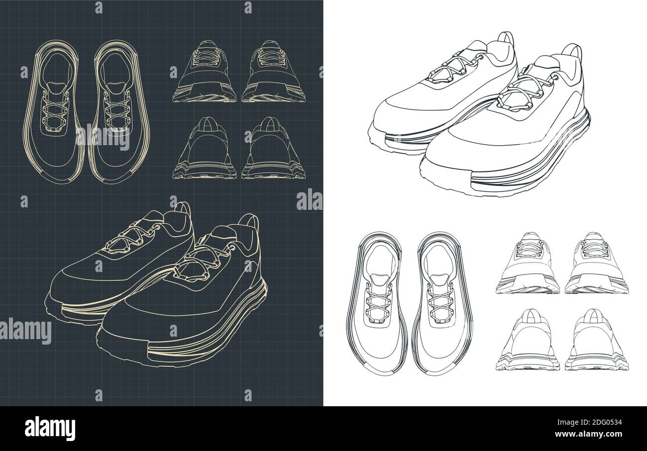 Illustrazione vettoriale stilizzata del set di disegni di Sneakers Immagine  e Vettoriale - Alamy