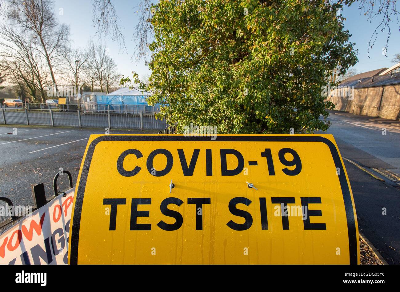 Clitheroe, Lancashire, Regno Unito. 7 Dic 2020. Il sito di test Covid-19, Clitheroe, Lancashire. Credito UK: John Eveson/Alamy Live News Foto Stock
