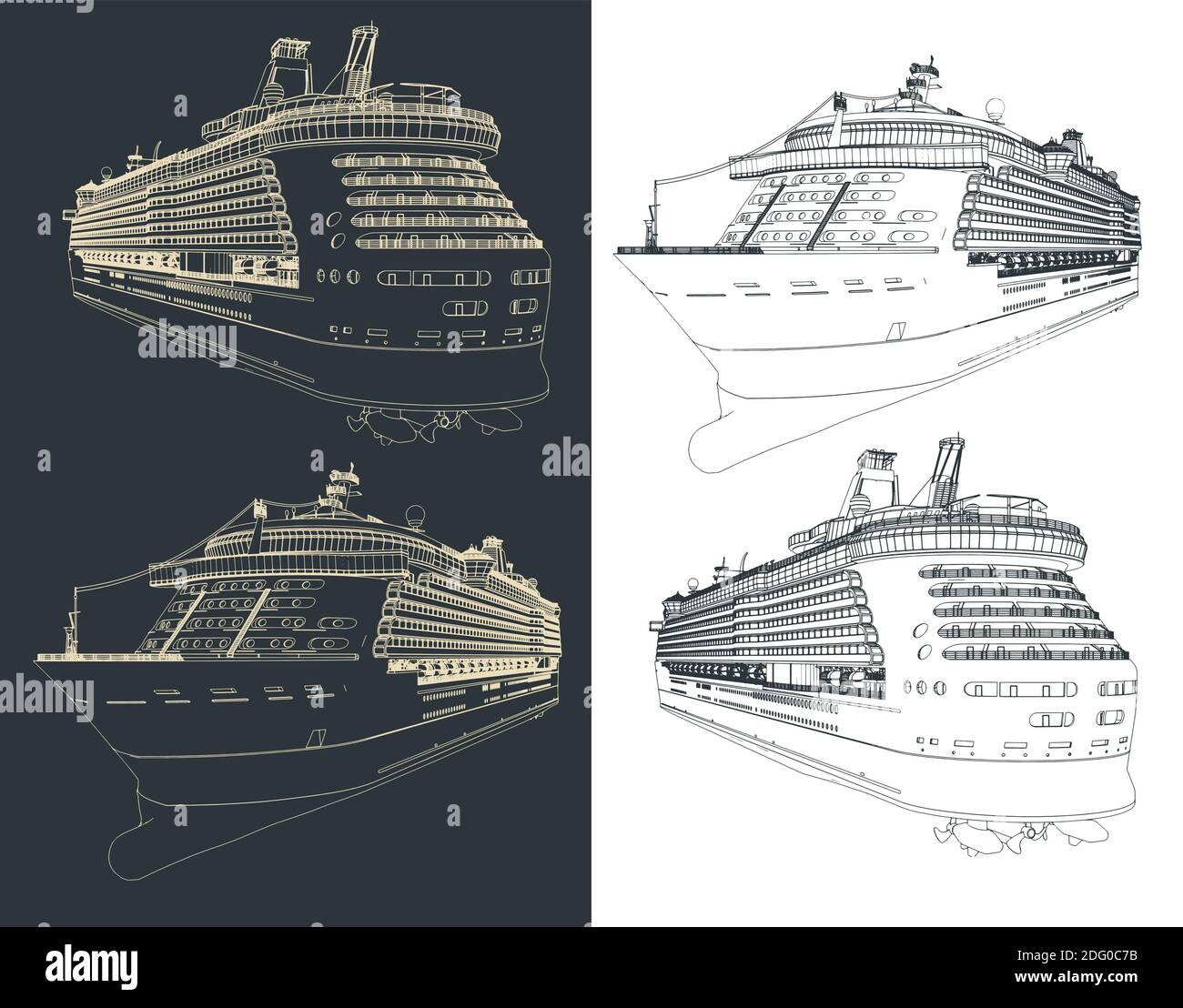 Illustrazione vettoriale stilizzata di disegni di navi da crociera di  grandi dimensioni Immagine e Vettoriale - Alamy