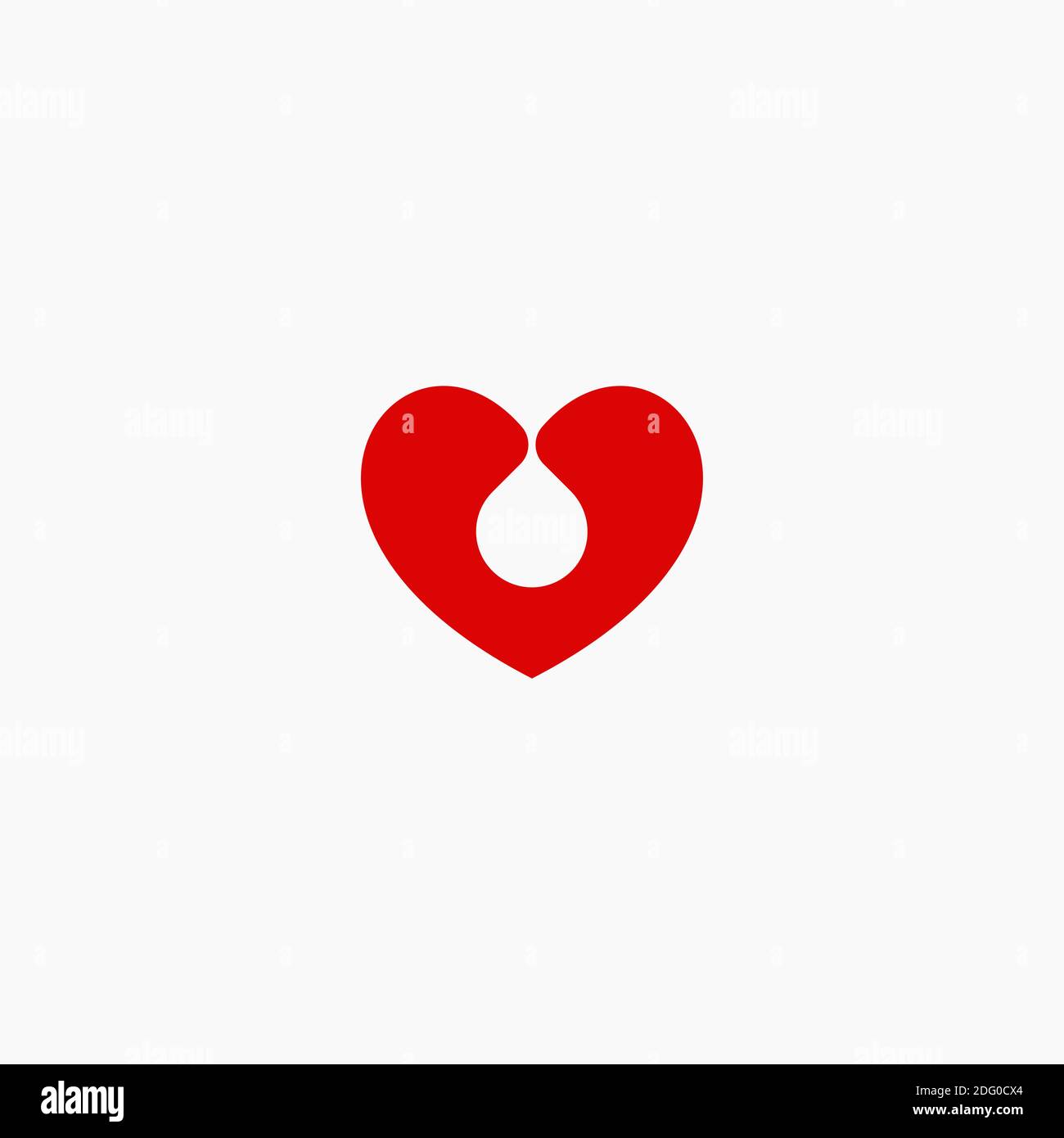 Concetto di logo vettoriale piatto per donazione di sangue. Icona della silhouette rossa isolata per trasfusione di sangue su sfondo bianco. Cuore e goccia simbolo di carità Illustrazione Vettoriale