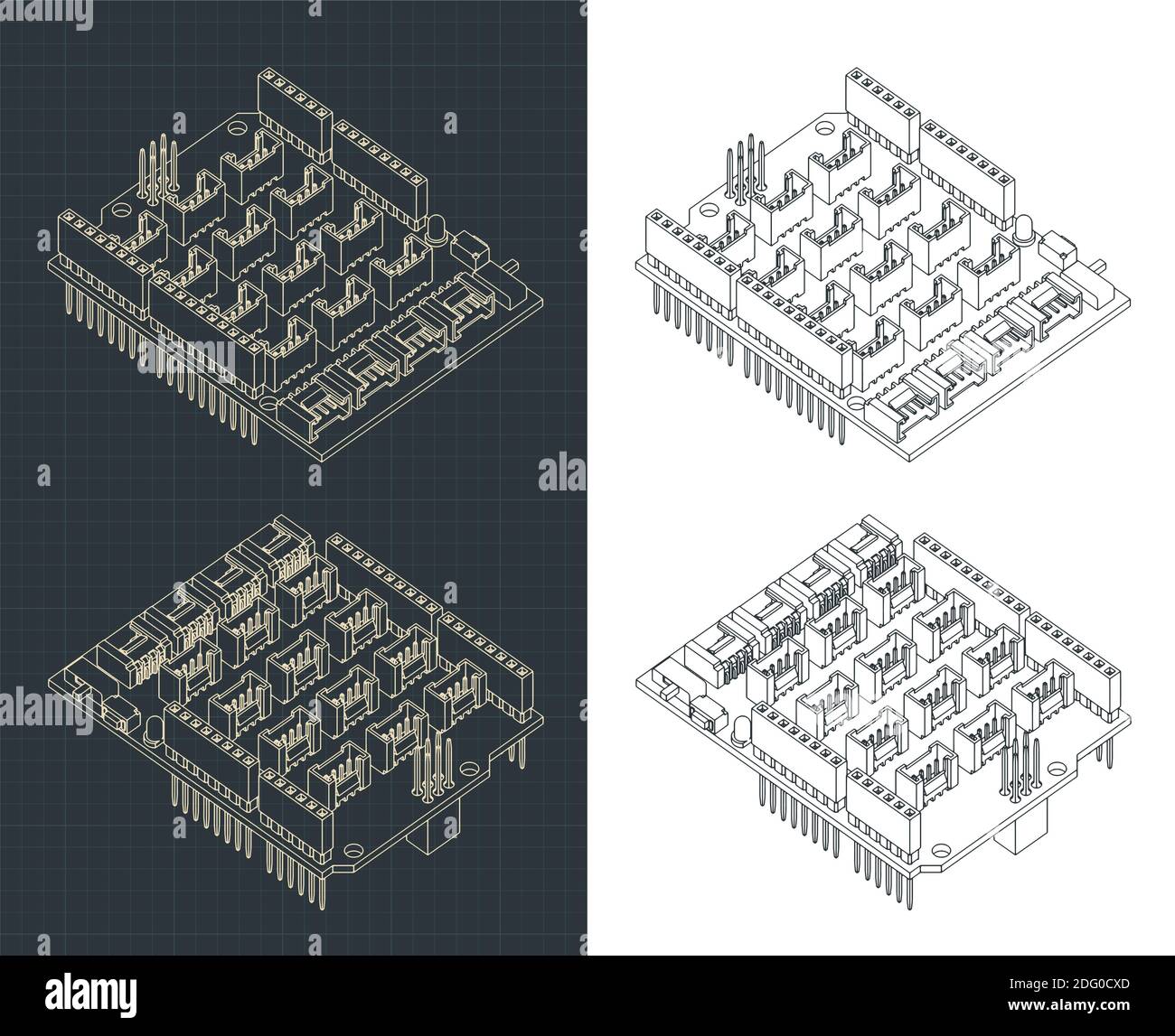 Illustrazione vettoriale di un modulo di espansione per il collegamento di moduli Grove Ad Arduino uno Illustrazione Vettoriale