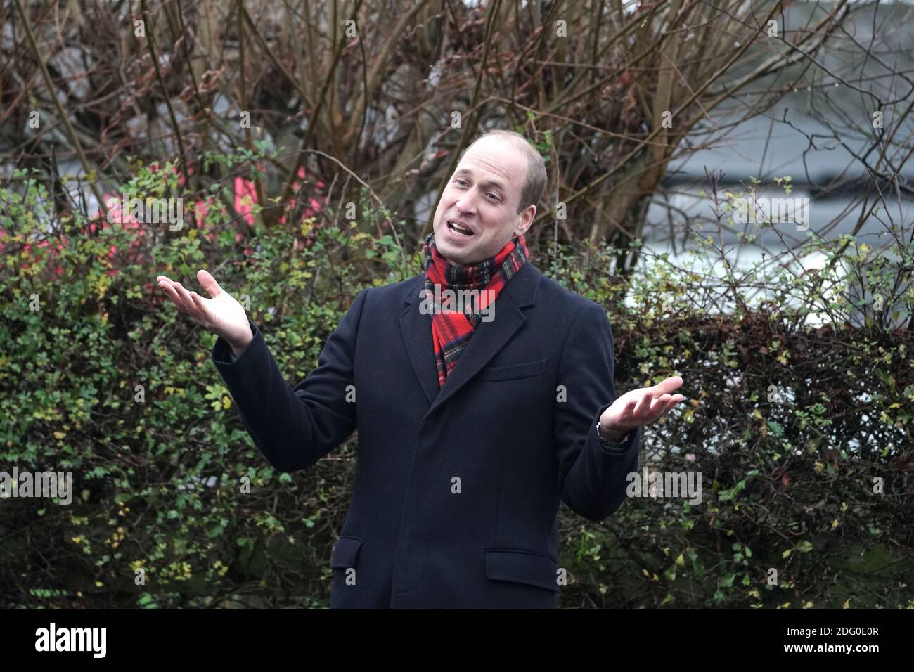 Il Duca di Cambridge lascia la chiesa della Santissima Trinità d'Inghilterra prima scuola a Berwick su Tweed il secondo giorno di un tour di tre giorni attraverso il paese. Foto Stock