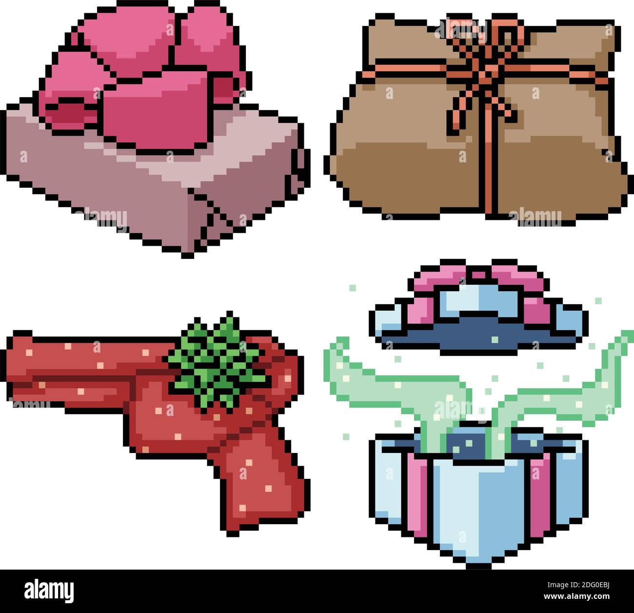 pixel art set regalo isolato presente Immagine e Vettoriale - Alamy