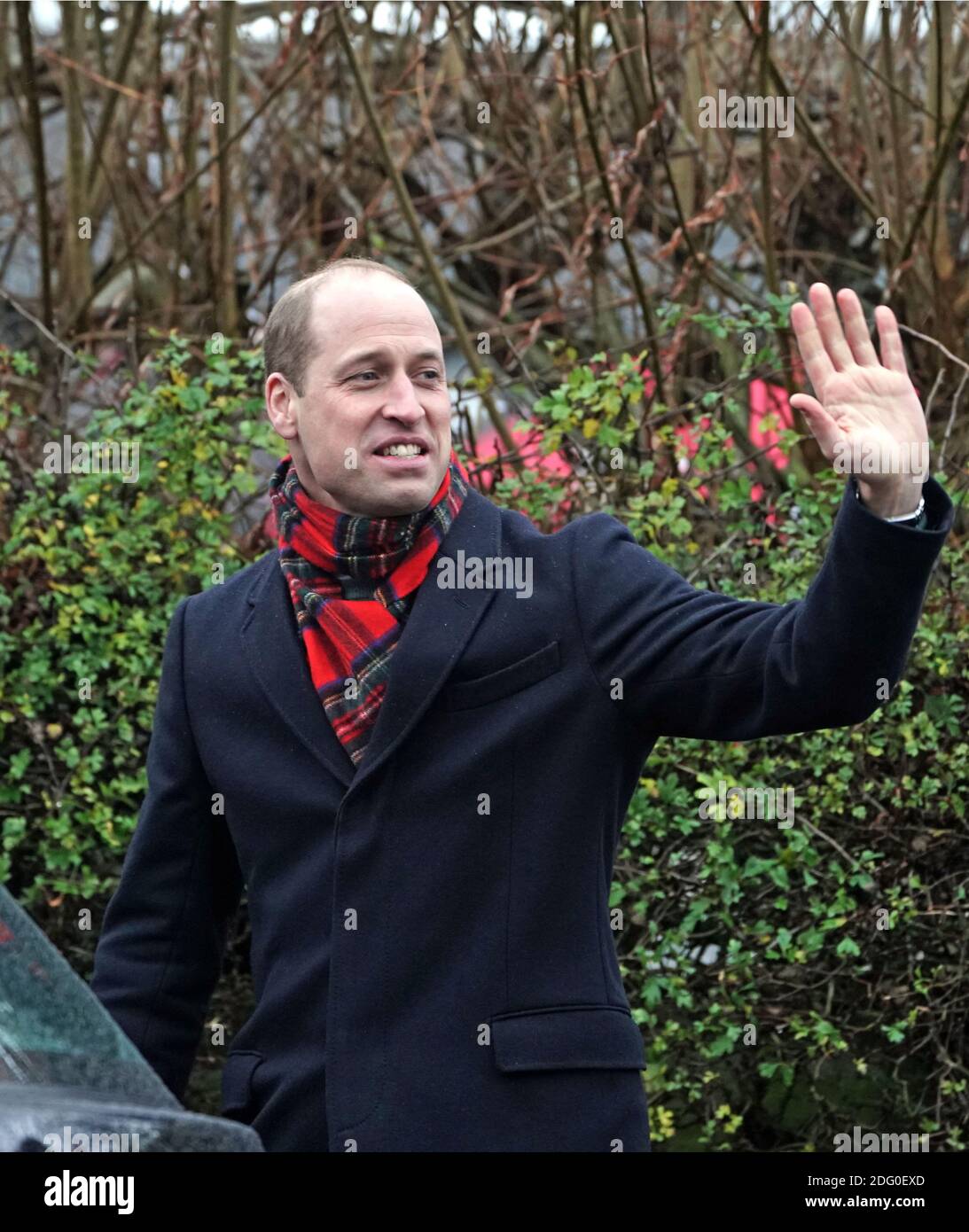Il Duca di Cambridge lascia la chiesa della Santissima Trinità d'Inghilterra prima scuola a Berwick su Tweed il secondo giorno di un tour di tre giorni attraverso il paese. Foto Stock
