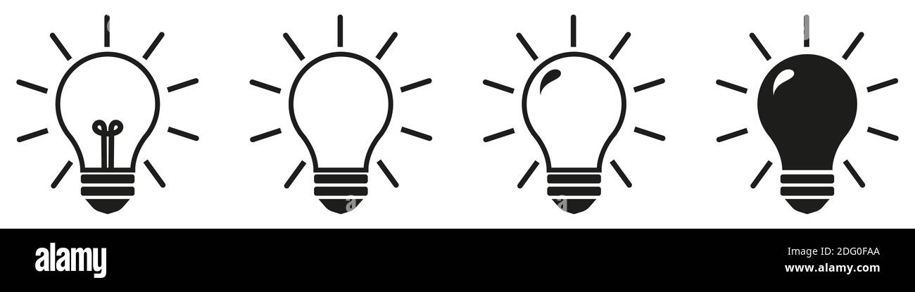 Set di icone della linea della lampada. Collezione icone lampada idea. Stile piatto Illustrazione Vettoriale