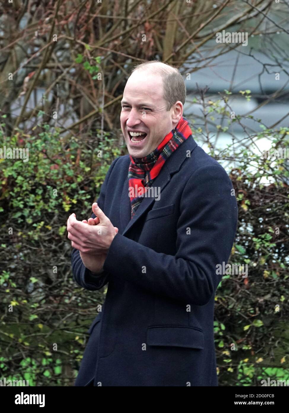 Il Duca di Cambridge lascia la chiesa della Santissima Trinità d'Inghilterra prima scuola a Berwick su Tweed il secondo giorno di un tour di tre giorni attraverso il paese. Foto Stock