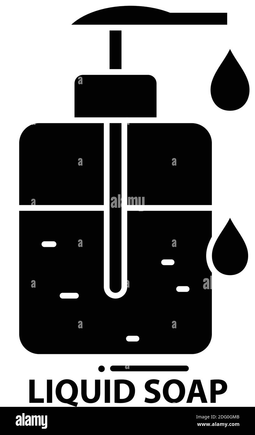 icona del simbolo del sapone liquido, segno vettoriale nero con tratti modificabili, illustrazione del concetto Illustrazione Vettoriale