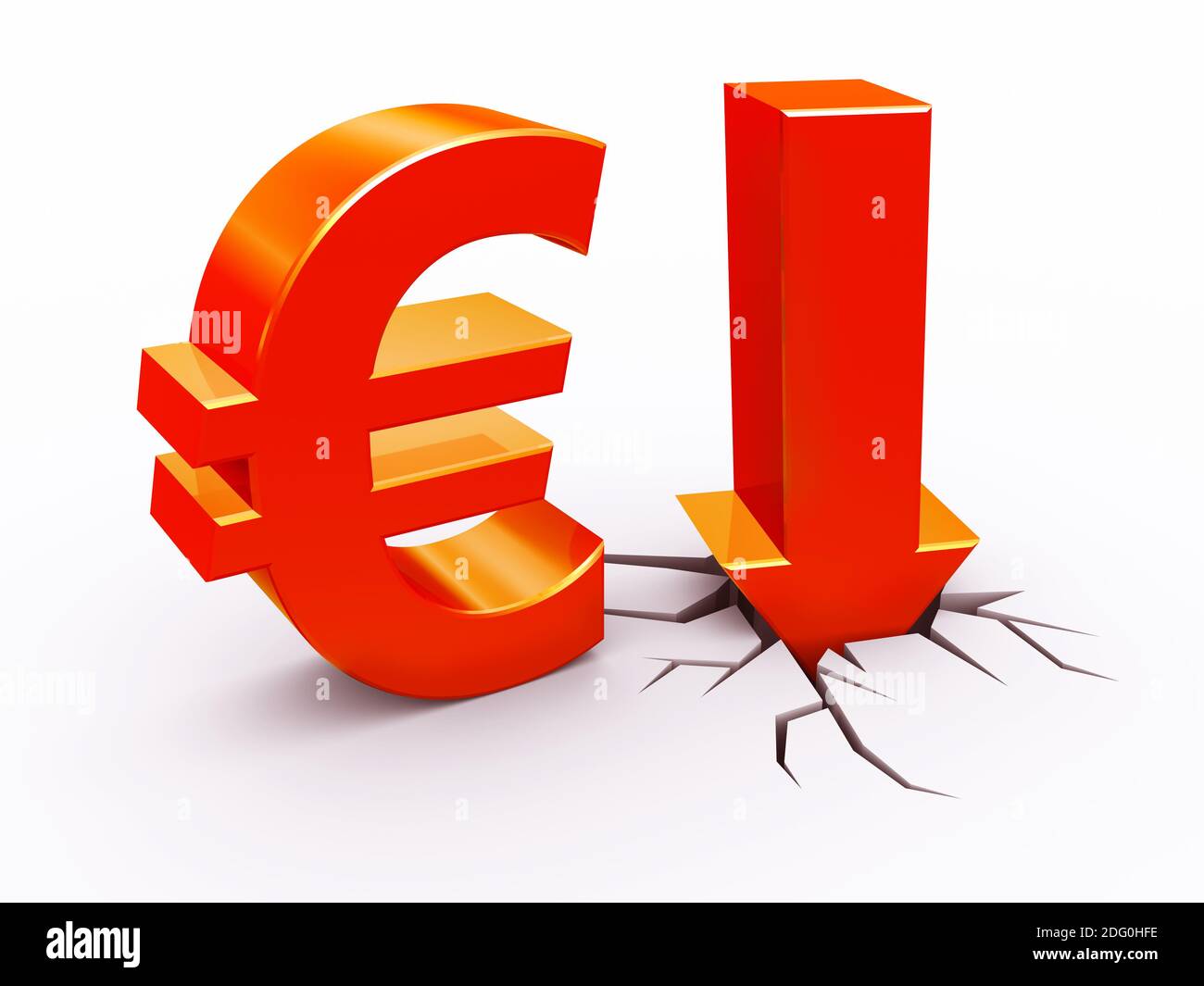 Euro giù Foto Stock