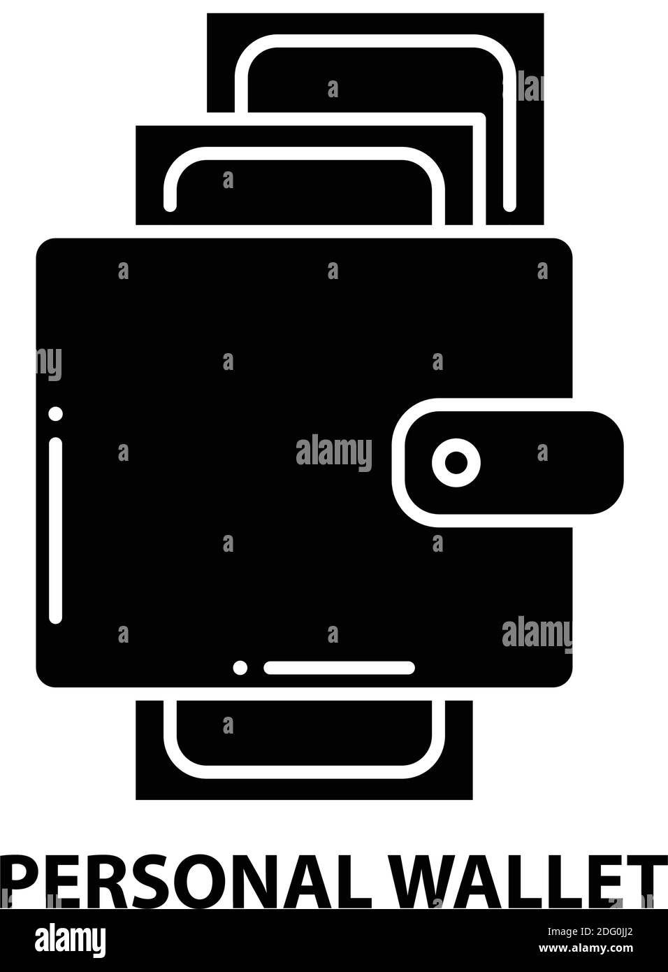 icona del segno del portafoglio personale, segno vettoriale nero con tratti modificabili, illustrazione del concetto Illustrazione Vettoriale