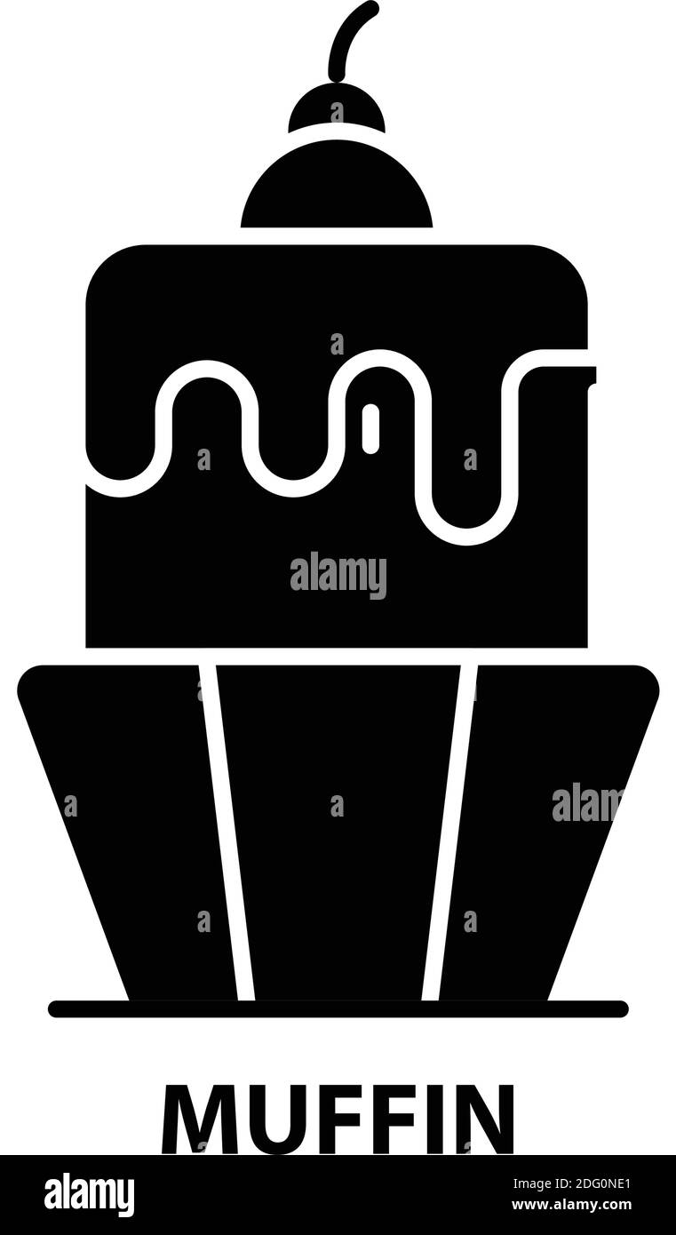 icona muffin, segno vettoriale nero con tratti modificabili, illustrazione del concetto Illustrazione Vettoriale