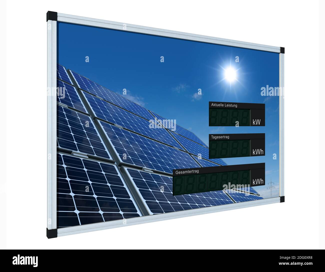 Display solare - Tedesco - LCD senza valori, facile da modificare tramite clipping path Foto Stock