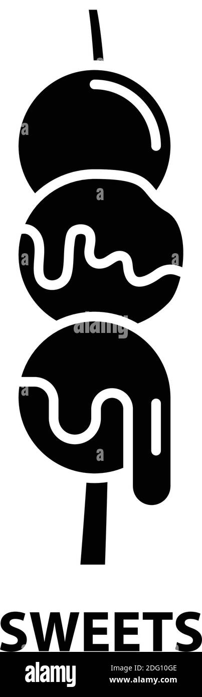 icona dolci, segno vettoriale nero con tratti modificabili, illustrazione del concetto Illustrazione Vettoriale