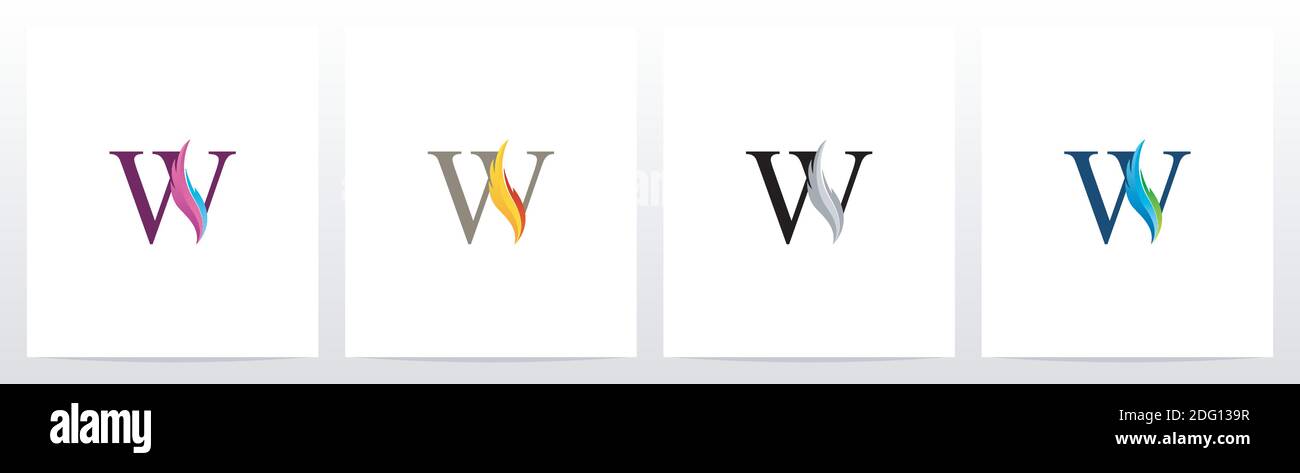 Piuma su Letter Logo Design W Illustrazione Vettoriale