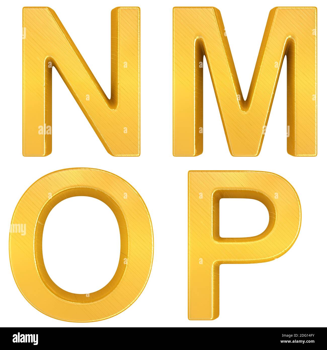 Lettere d'oro N, M, o, P. Foto Stock