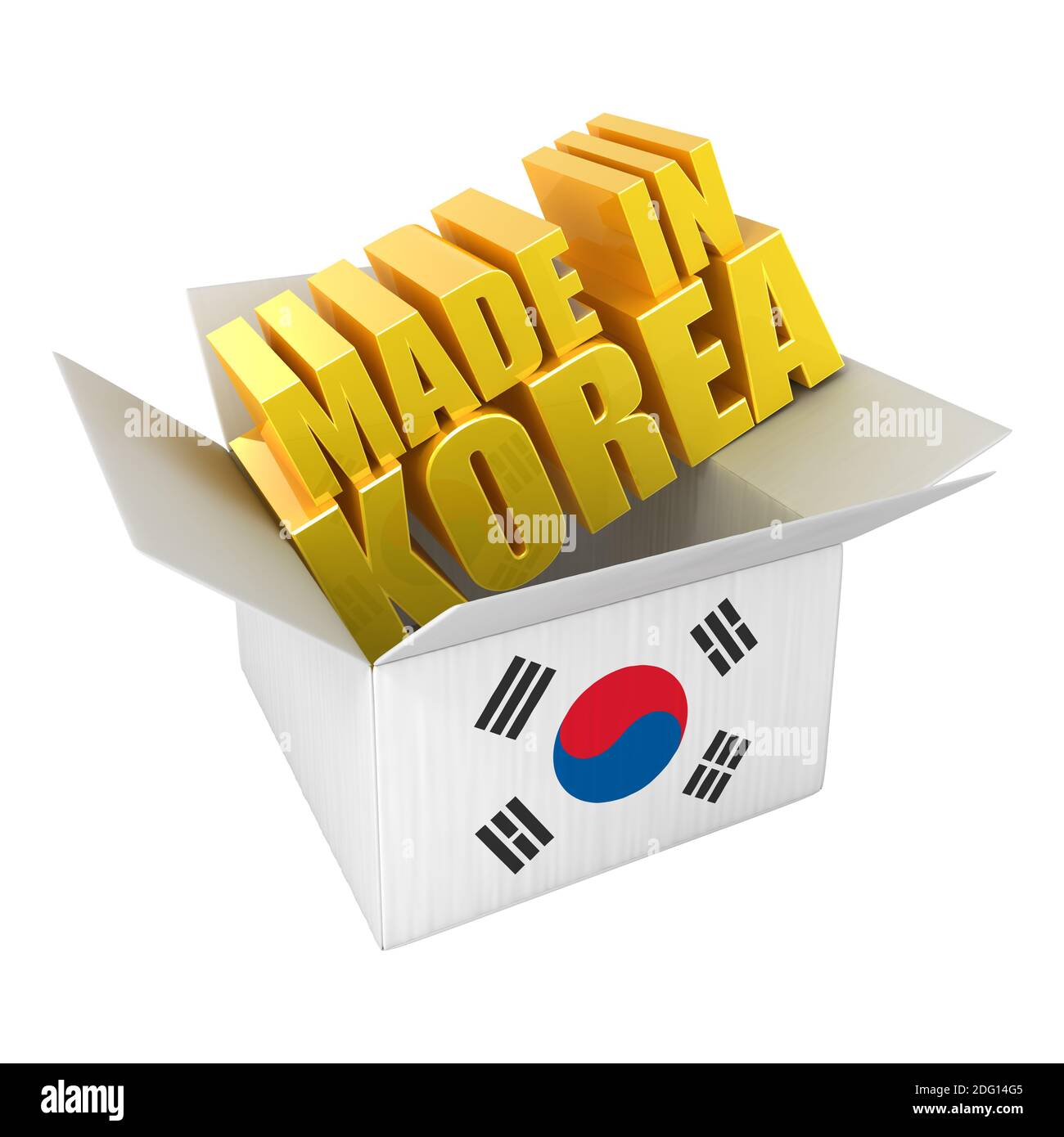 Fabbricato in Corea. 3d illustrazione concetto isolato su bianco Foto Stock