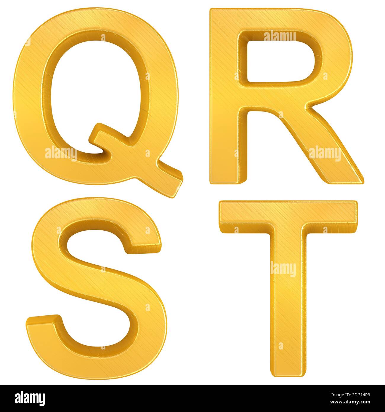 Lettere d'oro Q, R, S, T. Foto Stock