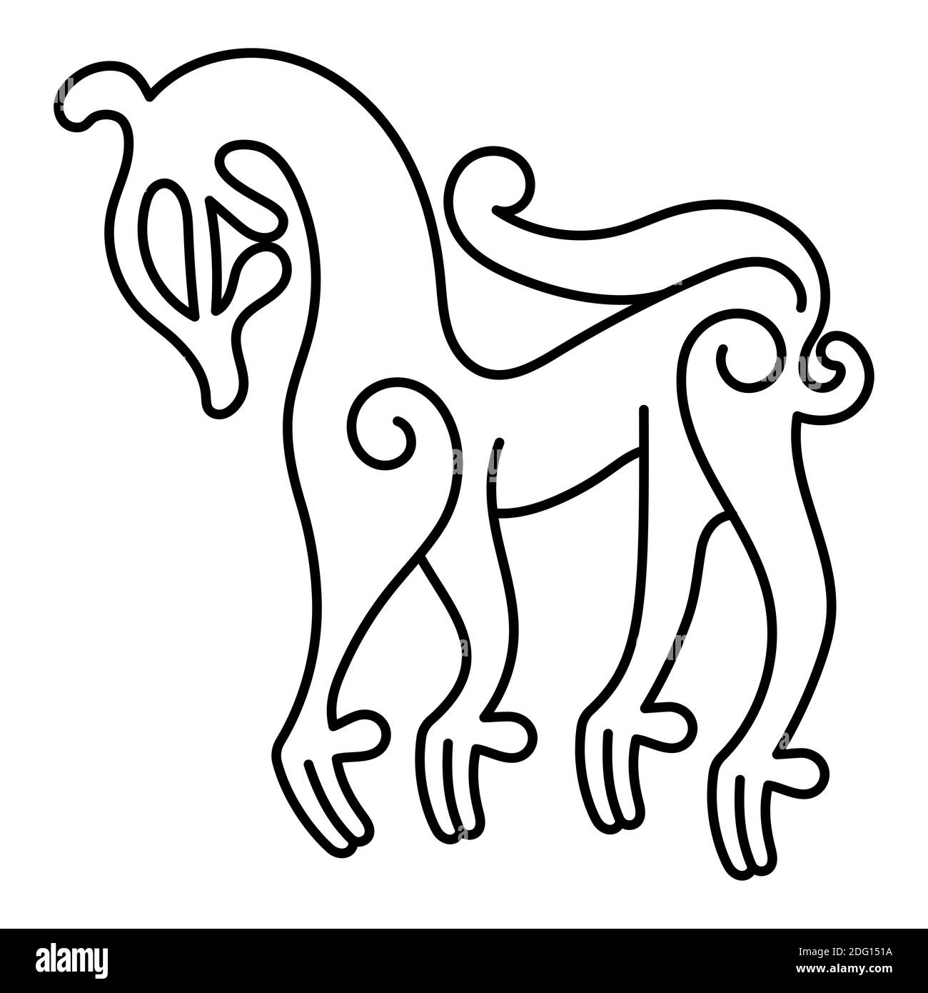 Antico animale mitico decorativo in stile Celtico, scandinavo, illustrazione di un nodo scandinavo Illustrazione Vettoriale