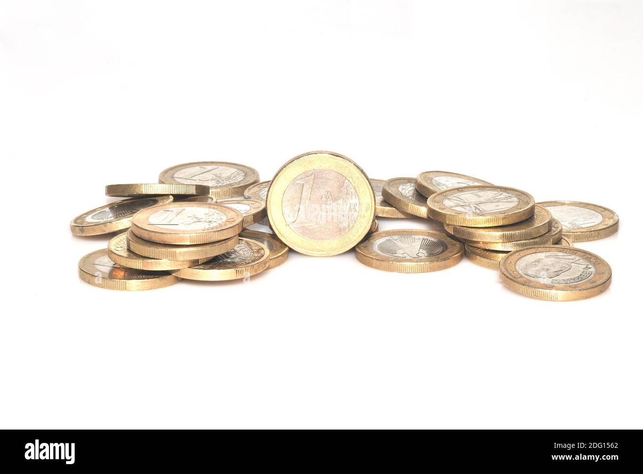 Molti euro con uno in piedi al centro Foto Stock