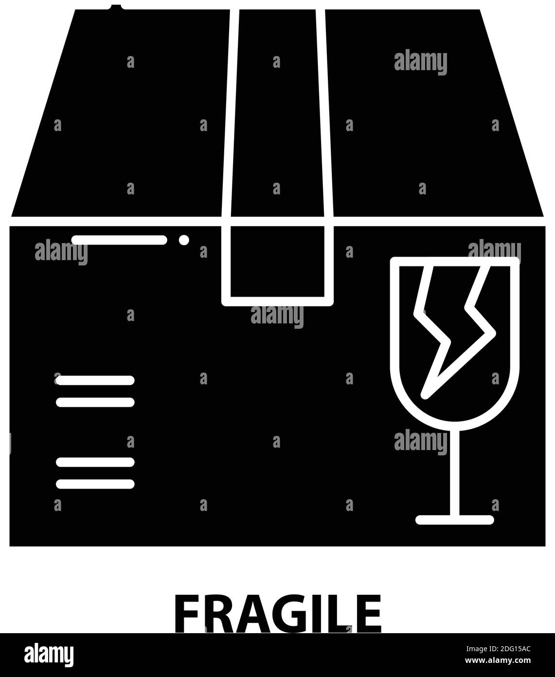 icona fragile, segno vettoriale nero con tratti modificabili, illustrazione del concetto Illustrazione Vettoriale