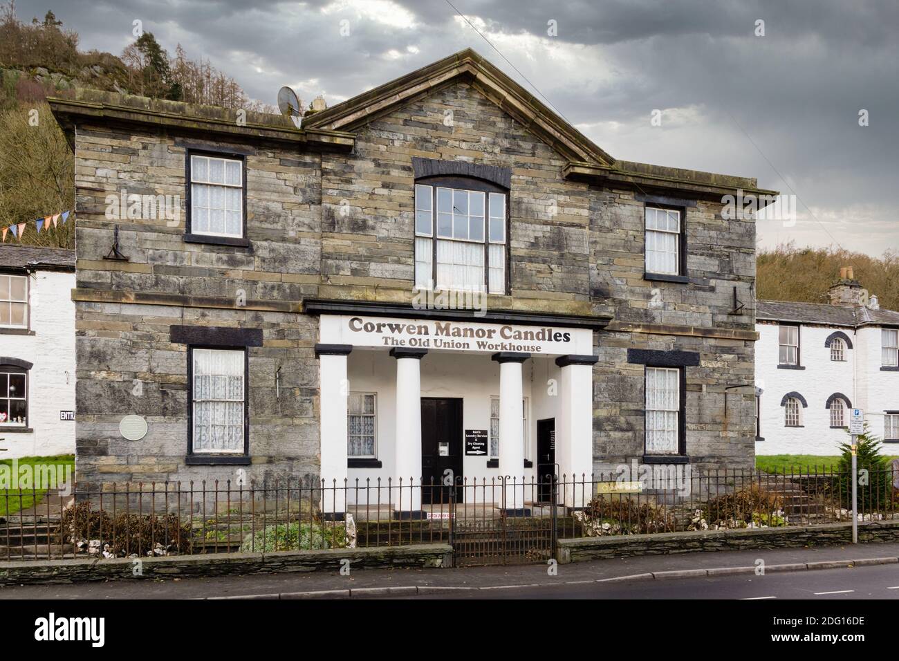L'ex Union Workhouse di Corwen, Galles del Nord, ha completato il 1840 per la Corwen povera Unione di diritto di fornire una casa per i pauper locali Foto Stock
