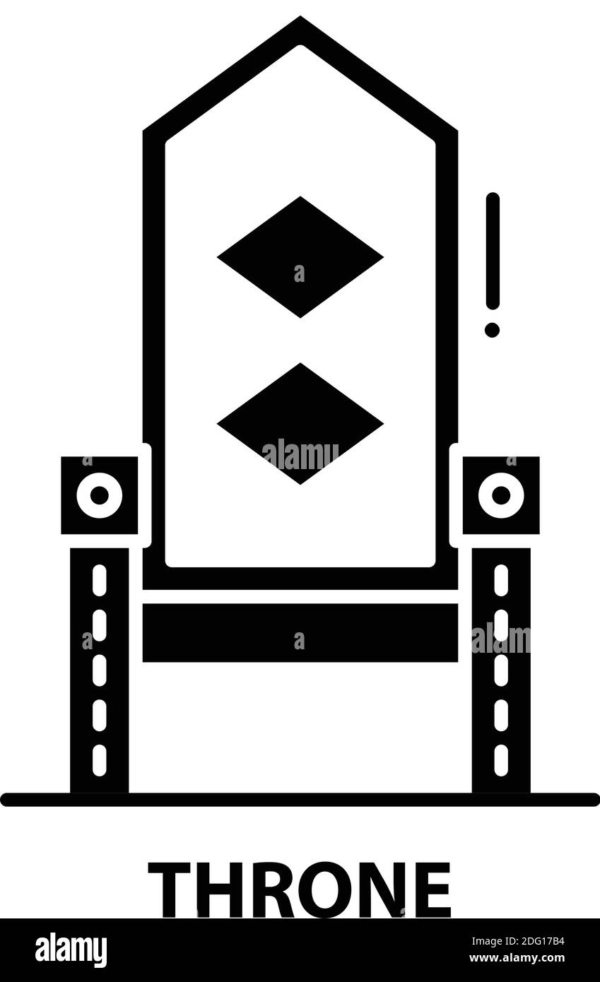 icona del trono, segno vettoriale nero con tratti modificabili, illustrazione del concetto Illustrazione Vettoriale