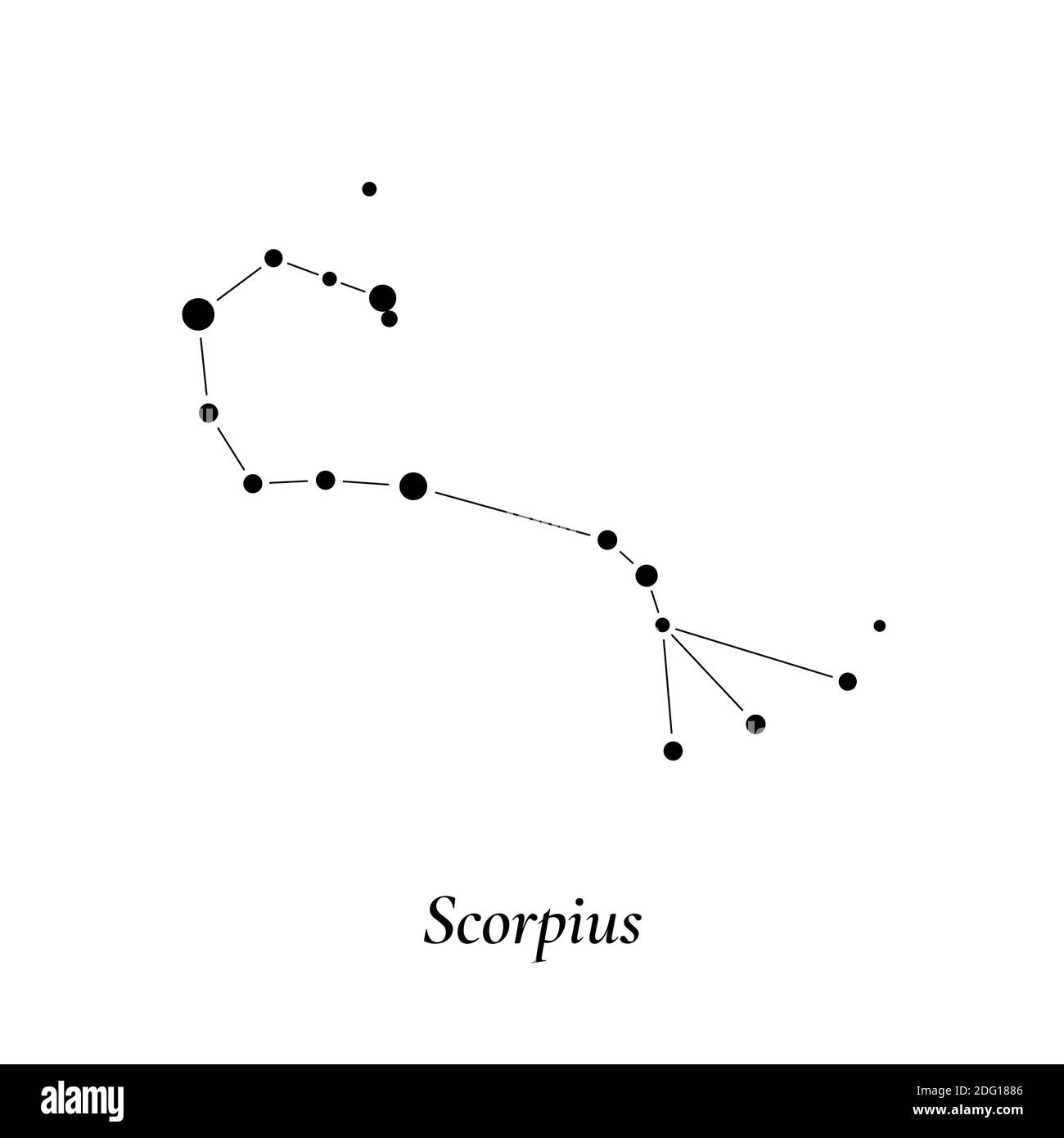 Segno Scorpius. Mappa delle stelle della costellazione zodiacale. Illustrazione vettoriale Illustrazione Vettoriale