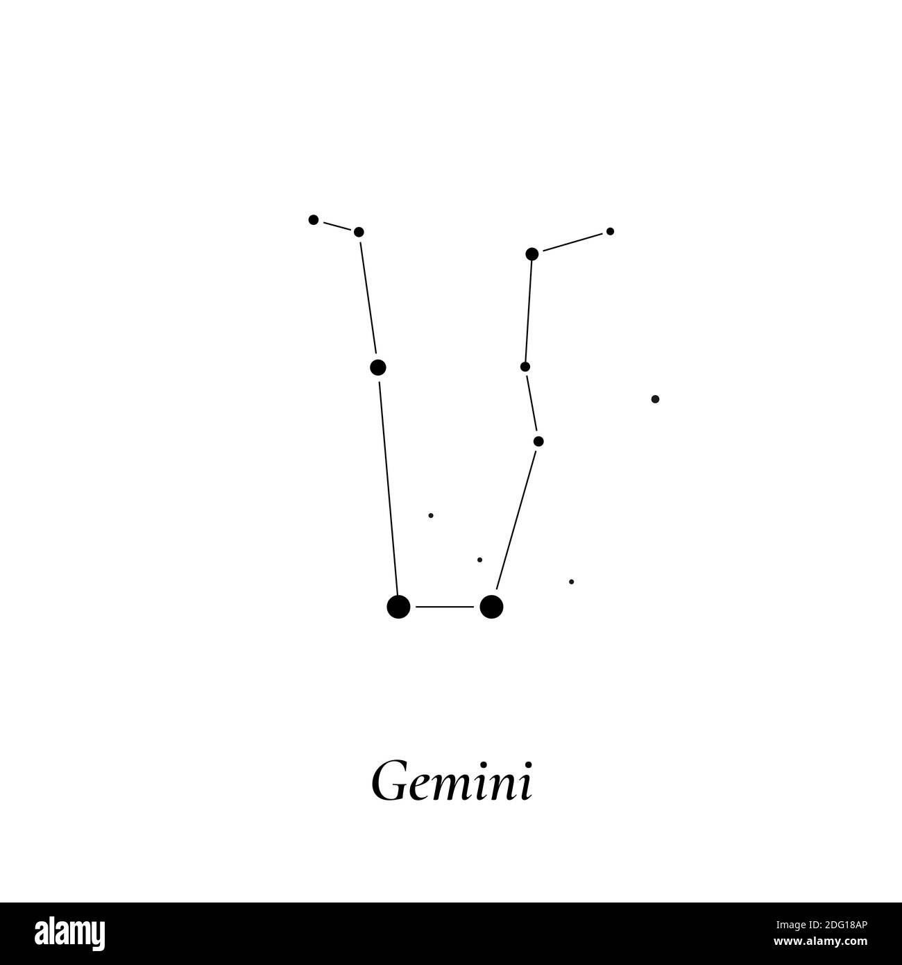 Segno Gemini. Mappa delle stelle della costellazione zodiacale. Illustrazione vettoriale Illustrazione Vettoriale