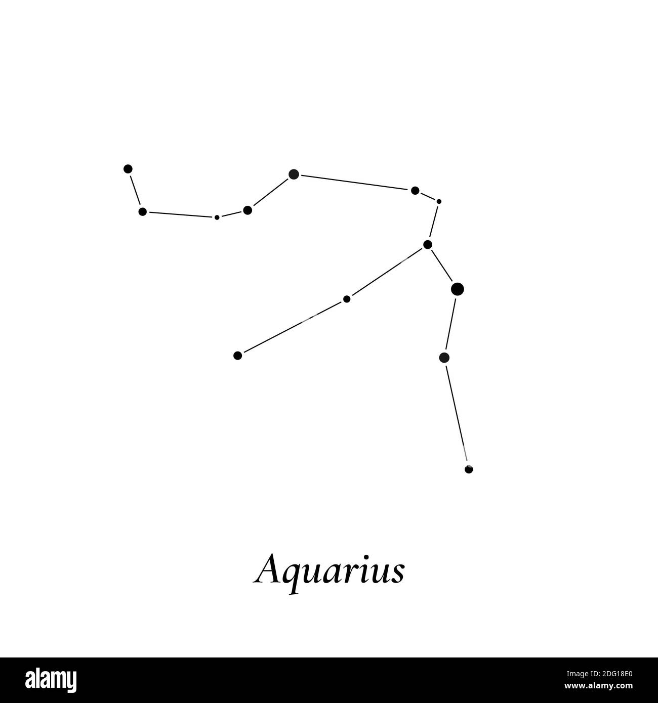 Segno Acquario. Mappa delle stelle della costellazione zodiacale. Illustrazione vettoriale Illustrazione Vettoriale