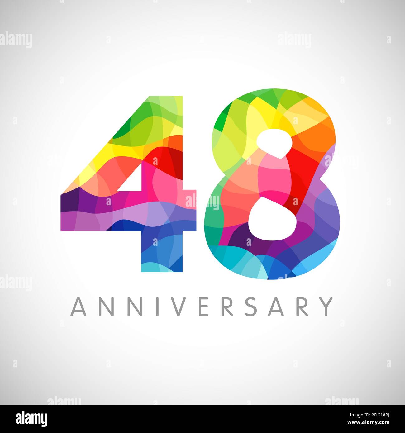 numeri del 48° anniversario. logotipo di 48 anni. Congrati luminosi. Modello grafico astratto isolato. Creative 4, 8 segni, cifre 3D. Fino al 48% Illustrazione Vettoriale