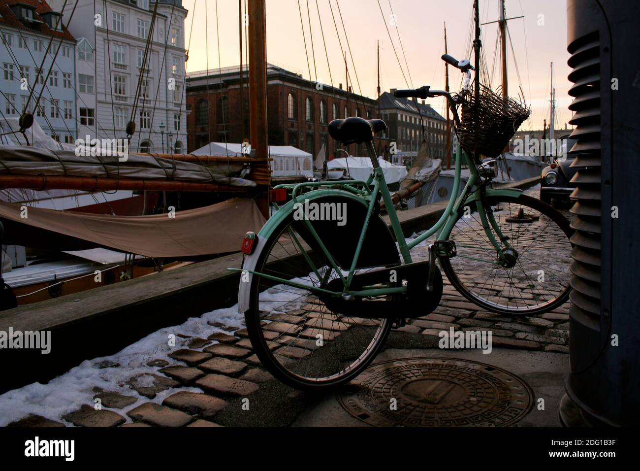 Bicicletta al tramonto - Copenhagen Foto Stock