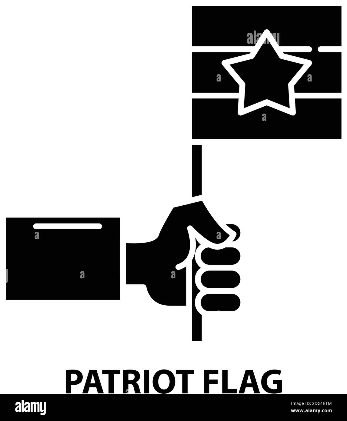 icona della bandiera patriot, segno vettoriale nero con tratti modificabili, illustrazione del concetto Illustrazione Vettoriale