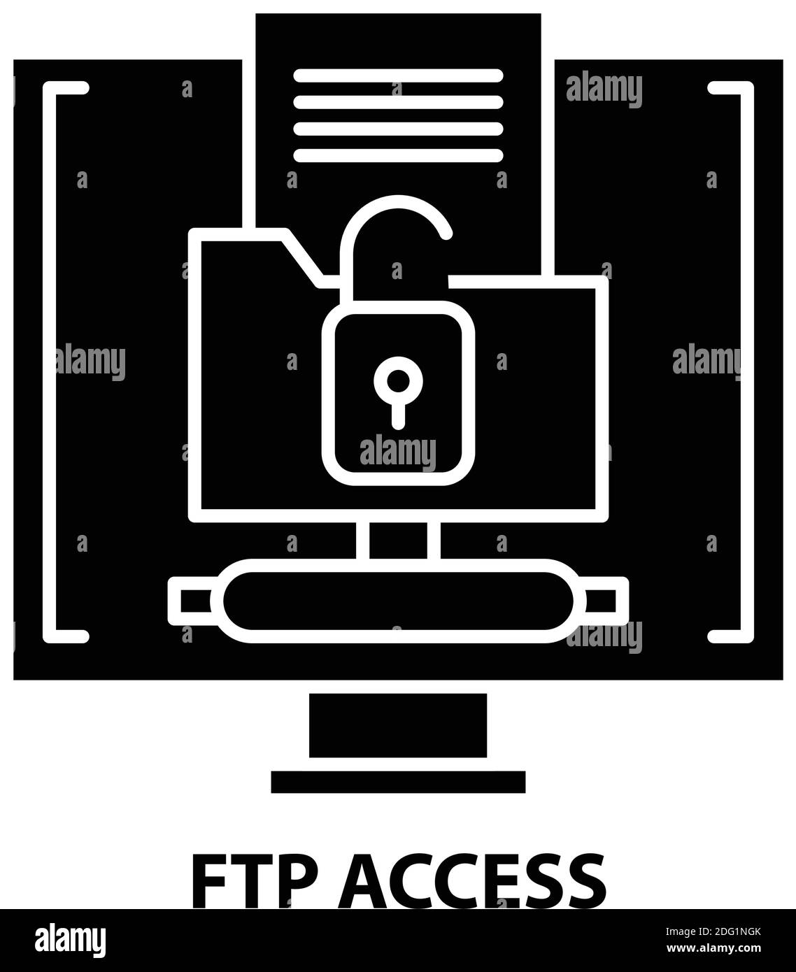 icona di accesso ftp, segno vettoriale nero con tratti modificabili, illustrazione del concetto Illustrazione Vettoriale