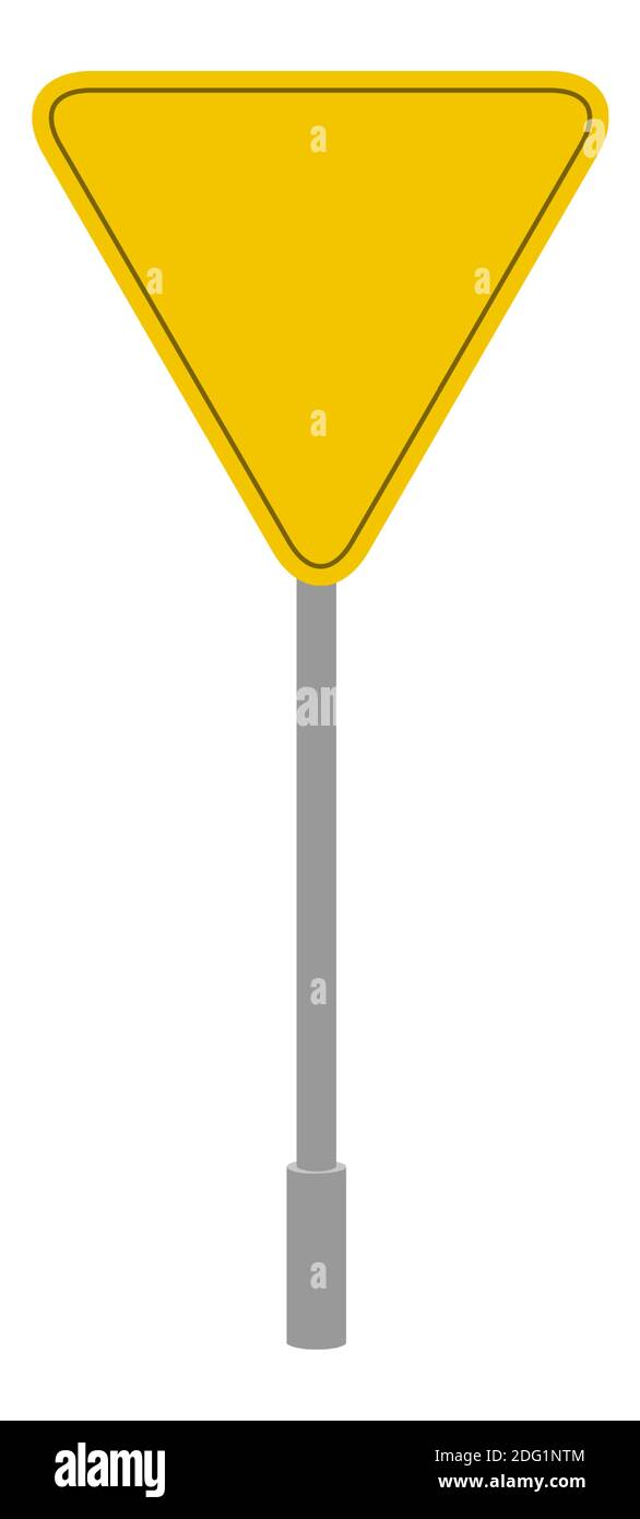 Simbolo della strada giallo forma geometrica, simbolo triangolare del traffico cartoon vettore icona isolata Illustrazione Vettoriale
