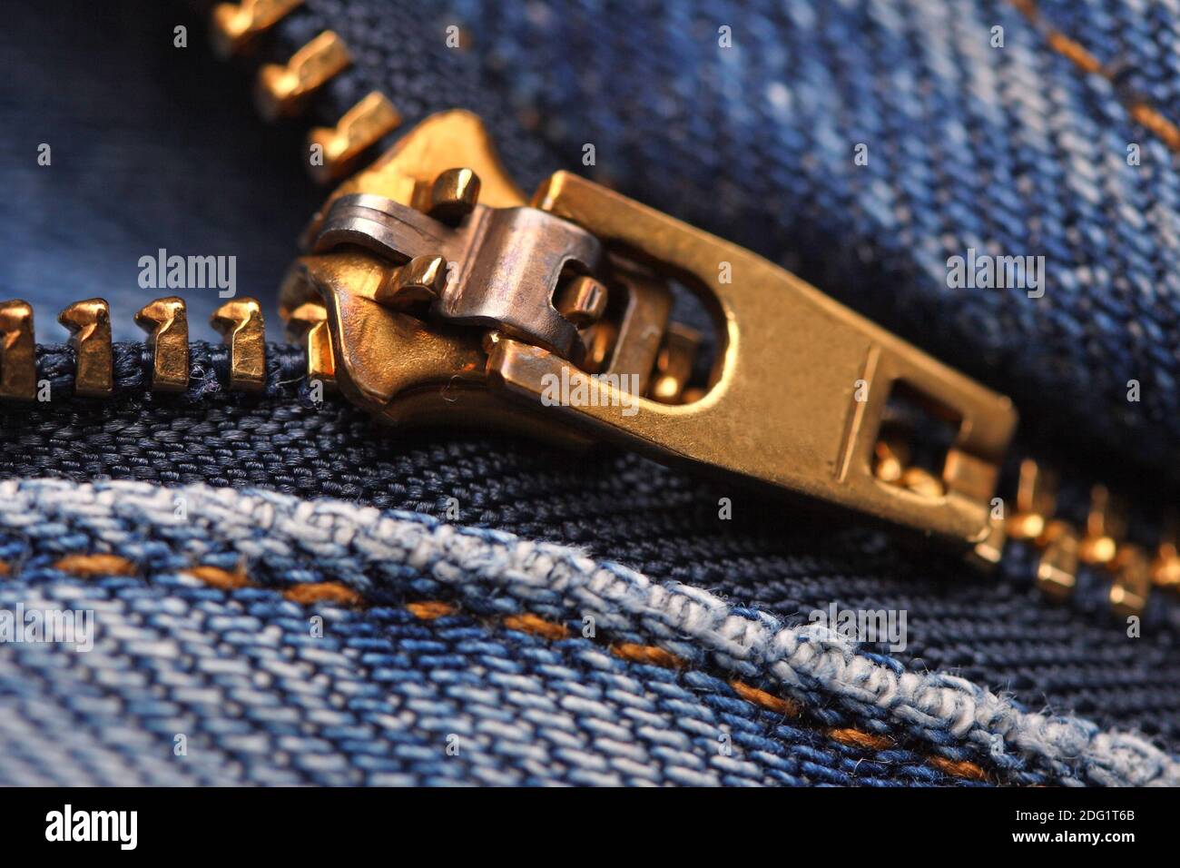 Immagine della classica zip jeans Foto Stock