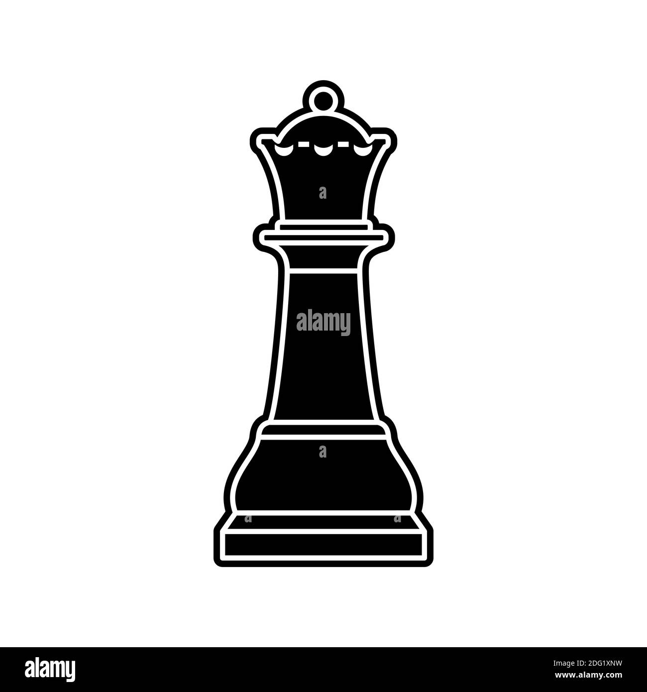 Scacchi neri Queen pezzo su sfondo bianco Illustrazione Vettoriale