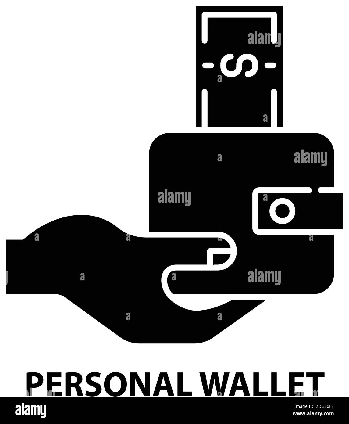 icona del simbolo del portafoglio personale, segno vettoriale nero con tratti modificabili, illustrazione del concetto Illustrazione Vettoriale