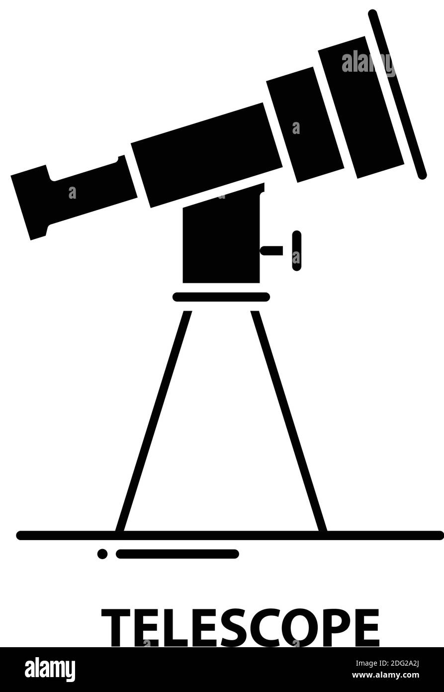 icona telescopica, segno vettoriale nero con tratti modificabili, illustrazione concettuale Illustrazione Vettoriale